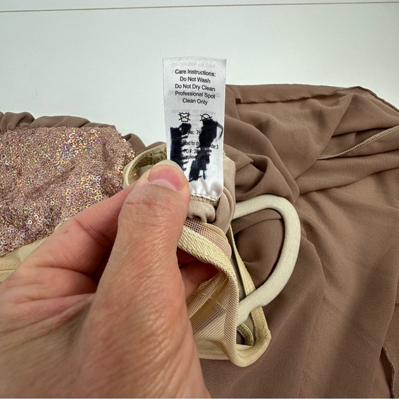 Weissman Large Child Taupe & Nude Dance Costume Dress With Sequin Bodice - Picture 10 of 14